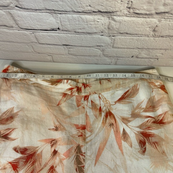 Chico’s Peach Tropical Floral Linen Pants Size 14 - Picture 5 of 10